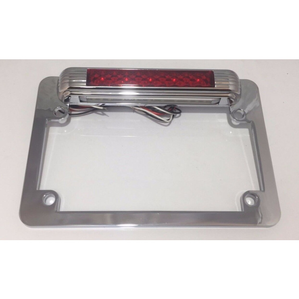 thumbnail image 2 of Chrome Metal Motorcycle License Plate Frame With LED Lights - Fits Harley Davidson 2 of 13