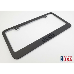 Matte Black Premium License Plate Frame w/ Script Emblem Logo For Jeep - GoodSpeedUSA