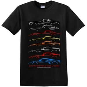 Black Chevy Corvette C1-C8 Evolution T-Shirt (Licensed) - GoodSpeedUSA