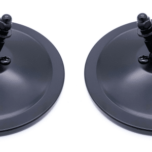 Pair 5" Flat Side View Mirror Heads Black Powder Coated Smooth - GoodSpeedUSA