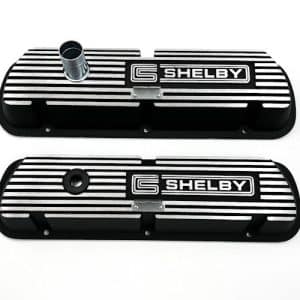 Black Finned Aluminum "Shelby" Script Valve Covers For Small Block Ford - GoodSpeedUSA