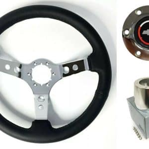 14" Chrome 3 Spoke Steering Wheel, Classic Bowtie Horn, 1969-1994 Chevy Cars - GoodSpeedUSA