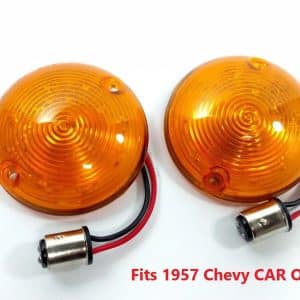 Pair Amber LED Parking Lights Lenses Turn Signals Park Lamps 1957 Chevy Car - GoodSpeedUSA