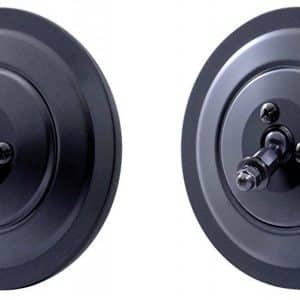 Pair (2) 5" Flat Round Black Side Rear View Mirrors w/ Ribbed Back - GoodSpeedUSA