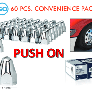 (Set/60) Chrome Slotted Bullet Lug Nut Covers 1-1/2" Push-On (2-3/4" Long) - GoodSpeedUSA