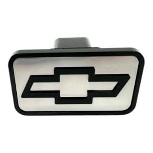 ABS Mirrored Tow Hitch Cover w/ Black Chevy Bowtie Emblem - Fits 2" Receivers - GoodSpeedUSA