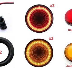 (2) Red & (2) Amber 4" Inch LED MIRAGE Turn Tail Lights w/ Grommets & Plugs - GoodSpeedUSA