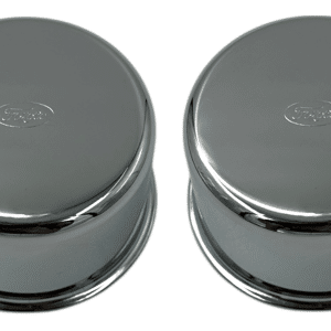 Scott Drake Chrome FoMoCo Push-On Valve Cover Oil Caps For Small Block Ford V8 - GoodSpeedUSA