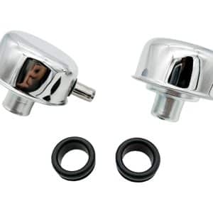 Chrome Round Push In Breather PCV w/ 1" Neck For 1-1/4" Valve Cover Hole - GoodSpeedUSA