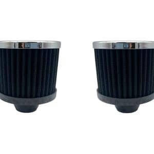 Pair Chrome Valve Cover Push In Breathers w/ Black Filter For 1-1/4" Hole - GoodSpeedUSA