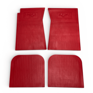 4 Piece Red Floor Mat Set w/ Pony Logo For 1964-1973 Ford Mustang - GoodSpeedUSA