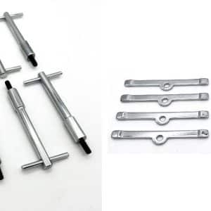 (Set/8) Chrome T-Bar Style Valve Cover Wing Nut Bolts 1/4"-20 w/ Spreader Bars - GoodSpeedUSA