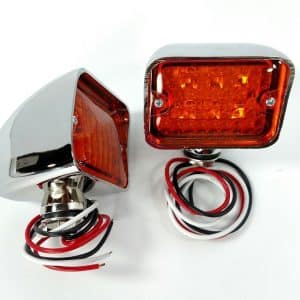 Pair Amber LED Turn Signal / Indicator Lights (Chrome Housing) - GoodSpeedUSA