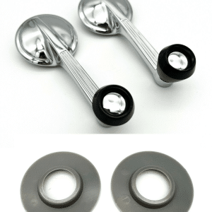 Pair Chrome Door Window Crank Handles w/ Black Knobs for 1949-1964 Chevy Car - GoodSpeedUSA