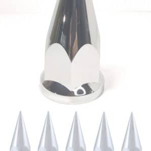 (Set/10) Chrome Spike 33mm Wheel Lug Nut Covers, Plastic Push On Nut Caps - GoodSpeedUSA