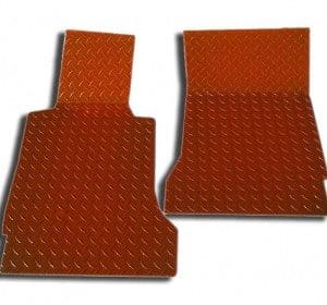 Floor Mats Diamond Plate ORANGE – 2005–2013 C6 Corvette – Aluminum – Qty 2 - GoodSpeedUSA