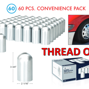 (Set/60) Chrome Lug Nut Covers Dome 33mm Thread-On (3-3/4" Tall) 60-Pack - GoodSpeedUSA