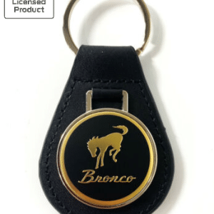 Black Ford Bronco Emblem Keychain Fob - Black Leather - Licensed 2-3/4" x 2" - GoodSpeedUSA
