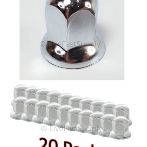(Set/20) Chrome Steel 33mm Lug Nut Covers w/ Flange Push-On (2" Tall) - GoodSpeedUSA