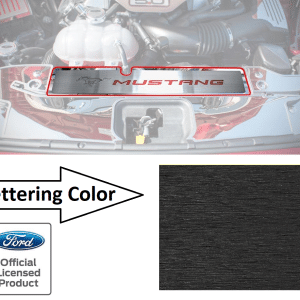 Pony Emblem Radiator Cover Plate w/ Brushed Black Letters for 2015-17 Mustang GT - GoodSpeedUSA