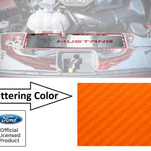 Pony Emblem Radiator Cover Plate w/ Orange Carbon Fiber for 2015-17 Mustang GT - GoodSpeedUSA