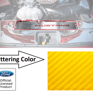 Pony Emblem Radiator Cover Plate w/ Yellow Carbon Fiber for 2015-17 Mustang GT - GoodSpeedUSA