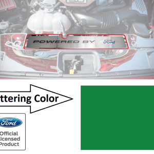 Radiator Cover Plate "Powered by Ford" Solid Green Letters - 2015-17 Mustang GT - GoodSpeedUSA