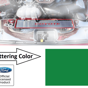 Radiator Cover Plate Coyote Emblem Solid Green Letters for 2015-2017 Mustang GT - GoodSpeedUSA