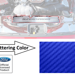 Radiator Cover Trim Plate SUPERCHARGED Blue Carbon Fiber for 2015-17 Mustang GT - GoodSpeedUSA