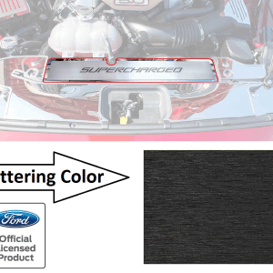 Radiator Cover Plate SUPERCHARGED Brushed Black Letters for 2015-2017 Mustang GT - GoodSpeedUSA
