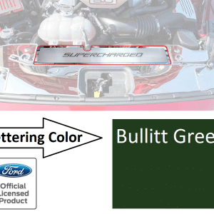 Radiator Cover Plate SUPERCHARGED Bullitt Green Letters for 2015-2017 Mustang GT - GoodSpeedUSA