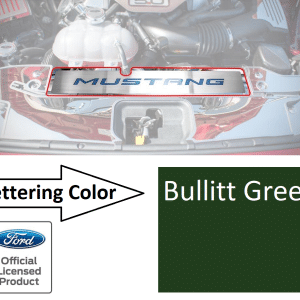 Stainless Radiator Cover Trim Plate Bullitt Green Letters for 2015-17 Mustang GT - GoodSpeedUSA