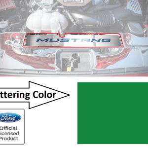 Stainless Steel Radiator Cover Plate w/ Green Letters for 2015-2017 Mustang GT - GoodSpeedUSA