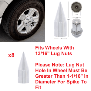 (Set/8) Spike Push On Lug Nut Covers For 2004-14 F-Series - 1-1/16" Diameter - GoodSpeedUSA