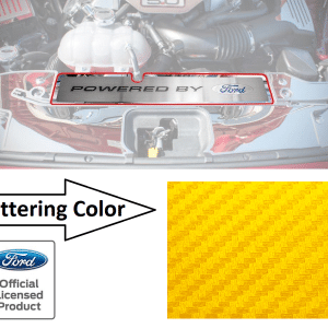 Radiator Cover Plate "Powered by Ford" Yellow Carbon Fiber - 2015-17 Mustang GT - GoodSpeedUSA