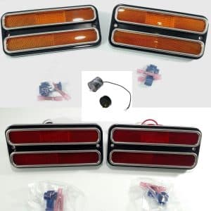 Set (4) 68-72 Chevy Truck Red & Amber LED Side Marker Light Turn Signals Flasher - GoodSpeedUSA