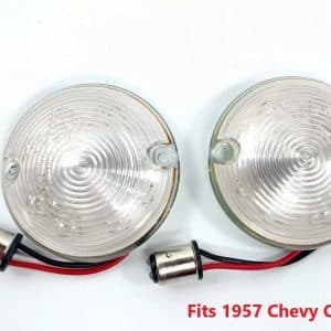 Pair 1957 Chevy CAR Amber LED Parking Lights CLEAR Lenses Turn Signal Lamp - GoodSpeedUSA
