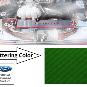 Radiator Cover Plate Coyote Emblem w/ Green Carbon Fiber - 2015-2017 Mustang GT - GoodSpeedUSA