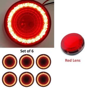 (Set/6) 4" Round LED MIRAGE Stop, Turn & Tail Lights - Red LED/Red Lens - S/T/T - GoodSpeedUSA