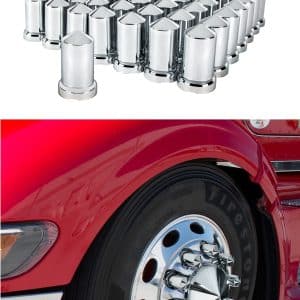 (Set/60) Chrome Pointed Lug Nut Covers 33mm Push-On (3-3/16" Tall) 60-Pack - GoodSpeedUSA