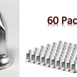 (Set/60) Chrome Steel 33mm Bullet Lug Nut Covers w/ Flange Push-On (2.5" Tall) - GoodSpeedUSA
