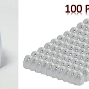 (Set/100) Chrome Steel 1-1/2" Bullet Lug Nut Covers Push-On (2" Tall) - GoodSpeedUSA