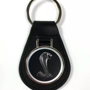 Shelby Tiffany Snake Emblem Keychain Fob - Black Leather - Licensed - GoodSpeedUSA