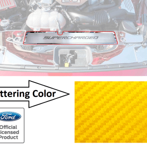 Radiator Cover Plate w/ SUPERCHARGED Yellow Carbon Fiber - 2015-2017 Mustang GT - GoodSpeedUSA