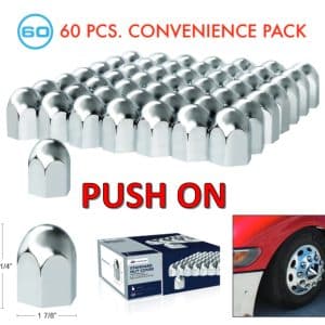 (Set/60) Chrome Lug Nut Covers 1-1/2" Push-On (2-1/4" Long) 60-Pack - GoodSpeedUSA