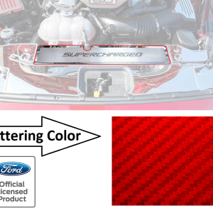 Radiator Cover Plate w/ SUPERCHARGED Red Carbon Fiber for 2015-2017 Mustang GT - GoodSpeedUSA