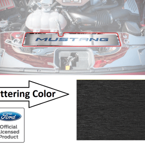 Stainless Radiator Cover Plate w/ Brushed Black Letters for 2015-2017 Mustang GT - GoodSpeedUSA