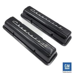 Black "Chevrolet" Script Valve Covers For SBC Small Block Chevy - No Holes - GoodSpeedUSA