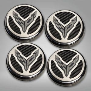 2020-2024 C8 CORVETTE Coupe Black CARBON FIBER Engine Fluid CAP COVER SET 4PC - GoodSpeedUSA