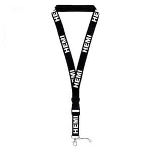 Universal White HEMI Logo On Black Keychain Lanyard (Licensed) - GoodSpeedUSA